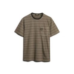 T-shirt z kieszonką i w paski Superdry. Brązowe t-shirty męskie Superdry., m, bez wzorów, z bawełny, bez kołnierzyka. Za 147.35 zł.
