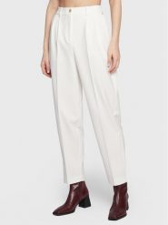 Tommy Hilfiger Spodnie materiałowe WW0WW37287 Biały Tapered Fit. Białe spodnie materiałowe damskie Tommy Hilfiger, bez wzorów, z materiału. Za 689.99 zł.
