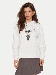 KARL LAGERFELD Bluza A1W20083 Biały Regular Fit. Białe bluzy damskie KARL LAGERFELD, m, bez wzorów, z bawełny, bez kaptura. Za 719.99 zł.
