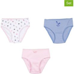Majtki (3 pary) "Les Pipelettes" w kolorze białym, jasnoróżowym i błękitnym. Bielizna dla dziewczynek marki Absorba & DIM. W wyprzedaży za 27.95 zł.