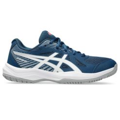 Buty halowe Asics Upcourt 6 GS. Białe obuwie sportowe damskie Asics, bez wzorów, z materiału, do biegania. Za 260.50 zł.