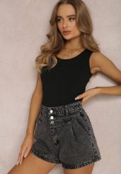 Czarny Top Bawełniany Parthothea. Czarne koszule damskie Renee, l, bez wzorów, z bawełny, klasyczne, bez kołnierzyka, bez ramiączek. Za 19.99 zł.
