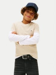 Tommy Hilfiger T-Shirt KB0KB06879 Beżowy Regular Fit. Brązowe t-shirty dla chłopców Tommy Hilfiger, bez wzorów, z bawełny, bez ramiączek. Za 109.99 zł.