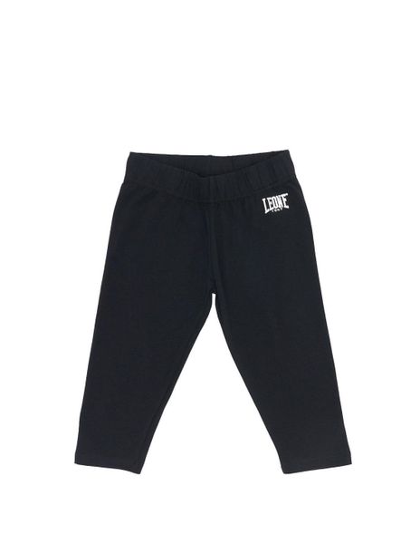 Foliowe legginsy capri dziewczęce. Czarne legginsy dla dziewczynek LEONE 1947 APPAREL, bez wzorów, z bawełny. Za 42.06 zł.