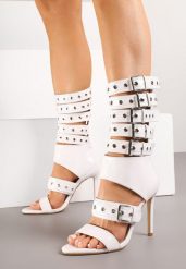 Białe Sandały Botki na Szpilce z Ozdobnymi Paskami z Klamrami Idavella. Białe botki damskie Born2be, z jeansu, eleganckie, bez obcasa, na obcasie, bez zapięcia. Za 189.99 zł.