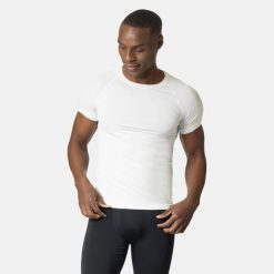 Koszulka termoaktywna z krótkim rękawem męska Odlo PERFORMANCE LIGHT ECO. Białe koszulki sportowe męskie Odlo, m, bez wzorów, bez kołnierzyka, bez ramiączek, trekkingowe. Za 259.99 zł.