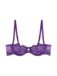 Triumph Biustonosz damski na fiszbinach - Comfort Glam Kobiety Sztuczne włókno lila wypukły wzór tkaniny, 85E. Biustonosze Triumph, bez wzorów, z koronki. Za 179.95 zł.