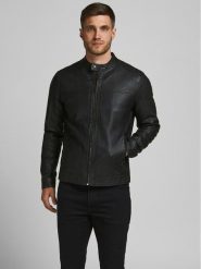 Jack & Jones Kurtka z imitacji skóry 12182461 Czarny Regular Fit. Czarne kurtki męskie Jack & Jones, m, bez wzorów, ze skóry, bez kaptura. Za 269.99 zł.