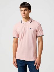 MESKA KOSZULKA WRANGLER POLO SHIRT SILVER PINK 112362688. Różowe koszulki polo męskie Wrangler, xl, bez wzorów, bez ramiączek. Za 109.99 zł.