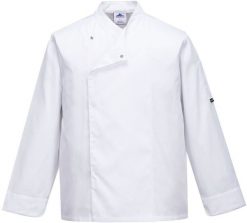Portwest - Bluza szefa kuchni CROSS-OVER idealna w parnym pomieszczeniu, 65% poliester, 35% bawełna 190g, siatka 100% poliestrowa czarny XXL. Czarne bluzy męskie Portwest, m, bez wzorów, z bawełny, bez kaptura. Za 71.47 zł.