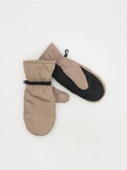 Rękawiczki z łączonych materiałów - beżowy. Brązowe rękawiczki męskie Reserved, bez wzorów, z materiału. W wyprzedaży za 25.99 zł.