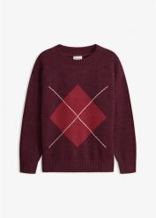 Sweter oversize. Czerwone swetry damskie bonprix, bez wzorów, bez kołnierzyka, bez ramiączek, bez kaptura. Za 149.99 zł.