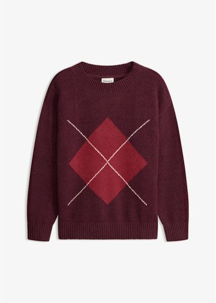 Sweter oversize. Czerwone swetry damskie bonprix, bez wzorów, bez kołnierzyka, bez ramiączek, bez kaptura. Za 149.99 zł.