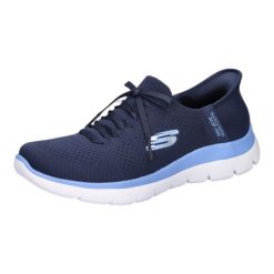 Buty sportowe Sneakersy damskie, Slip-Ins: Summits - New Daily. Niebieskie obuwie sportowe damskie Skechers, bez wzorów, sportowe, bez zapięcia. Za 369.99 zł.
