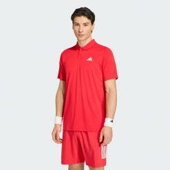 Koszulka Club Tennis Polo. Czerwone koszulki polo męskie Adidas, l, bez wzorów, z dzianiny, bez kołnierzyka, bez ramiączek, tenisowe. Za 179.00 zł.