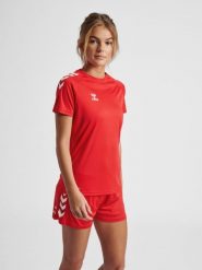 Damska koszulka Hummel hmlCORE XK CORE POLYWOMAN. Czerwone koszulki sportowe damskie Hummel, s, bez wzorów, z poliamidu, bez kołnierzyka, bez ramiączek, do piłki ręcznej. Za 162.50 zł.