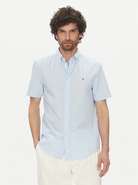 Tommy Hilfiger Koszula MW0MW37584 Błękitny Regular Fit. Niebieskie koszule męskie Tommy Hilfiger, m, bez wzorów, z bawełny, bez kołnierzyka, bez ramiączek. Za 174.99 zł.