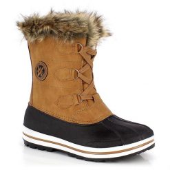 Damskie kozaki śnieżne - KIMBERFEEL - ADRIANA2. Brązowe kozaki damskie Kimberfeel, z materiału, bez obcasa. Za 329.99 zł.