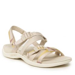 Sandały Merrell. Brązowe klapki damskie Merrell, bez wzorów, bez obcasa, na płaskiej podeszwie, bez zapięcia. Za 239.99 zł.