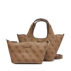 Torebka Guess. Brązowe torebki do ręki damskie Guess, z aplikacjami, klasyczne, bez dodatków. Za 469.99 zł.