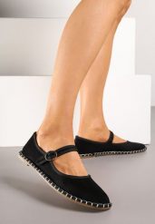 Czarne Balerinki Espadryle z Paskiem Ozdobione Przeszyciami Firaniere. Czarne espadryle damskie Born2be, na lato, bez wzorów, bez obcasa, bez zapięcia. Za 44.99 zł.