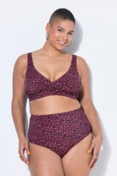 Damskie Figi od bikini wysoki stan figi kolorowy wzór w panterkę modelujące. Fioletowe bikini damskie Ulla Popken, plus size, bez wzorów, plus size. Za 91.99 zł.