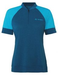 Koszulka damska Altissimo Q-Zip Shirt. Niebieskie koszulki sportowe damskie Vaude, bez wzorów, z materiału, bez kołnierzyka, bez ramiączek, na fitness i siłownię. Za 299.00 zł.