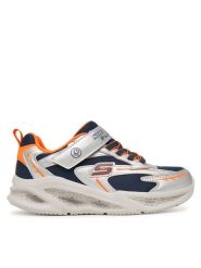 Skechers Sneakersy Meteor-Lights - Glow-Strider 401497L/SLOR Srebrny. Szare buty sportowe chłopięce Skechers, bez wzorów, ze skóry, bez zapięcia. Za 199.99 zł.