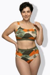Damskie Bikini liście palmowe miękkie miseczki regulowane ramiączka. Zielone bikini damskie Ulla Popken, plus size, bez wzorów, plus size. Za 191.99 zł.