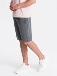 Męskie szorty dresowe bawełniane BASIC – grafitowe V11 OM-SRBS-0149 - XXL. Szare krótkie spodenki sportowe męskie Ombre Clothing, l, bez wzorów, z bawełny. W wyprzedaży za 69.99 zł.
