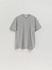 Bawełniany t-shirt regular - szary. Szare t-shirty męskie Reserved, l, bez wzorów, z bawełny, bez kołnierzyka. Za 69.99 zł.
