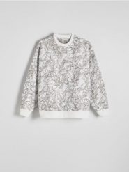 Wzorzysta bluza - złamana biel. Bluzy męskie Reserved, l, bez wzorów, z dzianiny, bez kaptura. W wyprzedaży za 49.99 zł.