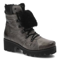 Szare Botki Simen Damskie Modne Buty Zimowe. Szare botki damskie Simen, na wiosnę, z futra, bez obcasa, na obcasie, bez zapięcia. Za 239.00 zł.