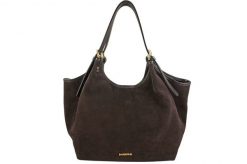 Duża torebka shopper zamszowa - Brązowa ciemna. Brązowe torebki shopper damskie Barberinis, bez wzorów, z jeansu, biznesowe, na ramię, duże, zamszowe, bez dodatków. Za 329.99 zł.