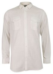 Biała Męska Koszula Weekendowa, Taliowana -BRAVE SOUL- z Lnem, Jednokolorowa, z Kieszonkami. Białe koszule męskie Brave Soul, l, bez wzorów, ze lnu, casualowe, bez kołnierzyka, bez ramiączek. Za 109.00 zł.