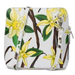 Listonoszka włoska Vera Pelle kwiaty K03. Białe torby na laptopa damskie bez wzorów, ze skóry. Za 109.90 zł.