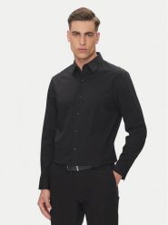 Calvin Klein Koszula LV04LB148G Czarny Slim Fit. Czarne koszule męskie Calvin Klein, m, bez wzorów, z bawełny, biznesowe, bez kołnierzyka, bez ramiączek. Za 309.99 zł.