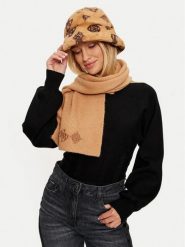 Guess Kapelusz AW5181 POL01 Brązowy. Brązowe rękawiczki damskie Guess, z aplikacjami, z materiału. Za 129.99 zł.