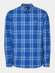 Tommy Jeans Koszula Poplin DM0DM18968 Niebieski Regular Fit. Niebieskie koszule męskie Tommy Jeans, m, bez wzorów, z bawełny, bez kołnierzyka, bez ramiączek. Za 239.99 zł.