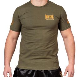Koszulka z krótkim rękawem Metal Boxe vintage. Zielone koszulki sportowe męskie METAL BOXE, xl, bez wzorów, z bawełny, bez kołnierzyka, bez ramiączek. Za 154.00 zł.