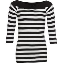 Shirt z marszczeniem bonprix czarno-biały w paski. Bluzki damskie bonprix. Za 69.99 zł.