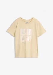 Koszulka bawełniana. Brązowe t-shirty damskie bonprix, bez wzorów, z bawełny, bez kołnierzyka. Za 34.99 zł.