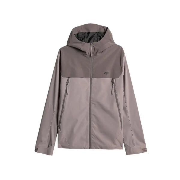 Kurtka wodoodporna z kapturem 4F M1121. Szare kurtki męskie 4f, na lato, l, bez wzorów, z materiału, biznesowe, z kapturem. Za 273.00 zł.