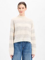 Drykorn Damski sweter z dzianiny z alpaką i wełną - Mathisa Kobiety Wełna biały|szary w paski, L. Białe swetry damskie DRYKORN, l, bez wzorów, z dzianiny, bez kołnierzyka, bez ramiączek, bez kaptura. Za 899.95 zł.