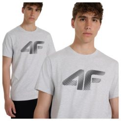 T-shirt regular z nadrukiem męski 4F 4FWMM00TTSHM2257. Szare t-shirty męskie 4f, m, bez wzorów, z bawełny, klasyczne, bez kołnierzyka. Za 59.99 zł.