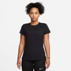 Koszulka z krótkim rękawem damska Nike SS TEE CZ0903 010. Koszulki sportowe damskie Nike, l, bez wzorów, z materiału, bez kołnierzyka, bez ramiączek, na fitness i siłownię. Za 112.90 zł.