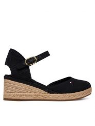 Tommy Hilfiger Espadryle Mid Wedge Espad Closed Toe FW0FW09233 Czarny. Czarne espadryle damskie Tommy Hilfiger, bez wzorów, z materiału, bez obcasa, bez zapięcia. Za 409.99 zł.