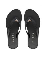 Guess Japonki FLJCNY ELE24 Czarny. Czarne klapki damskie Guess, z aplikacjami, ze skóry, bez obcasa. Za 233.99 zł.