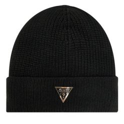 Czapka Guess. Czarne czapki i kapelusze damskie Guess, na zimę, z aplikacjami. Za 159.99 zł.