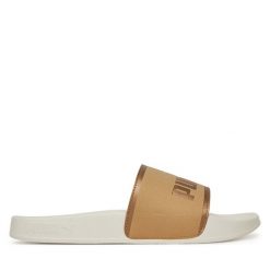 Klapki Puma. Brązowe klapki damskie Puma, bez wzorów, bez obcasa. Za 79.99 zł.